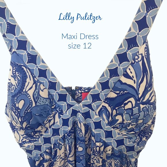 Lilly Pulitzer Dresses & Skirts - Lilly Pulitzer Blue Serena V-Neck Maxi Dress NWT